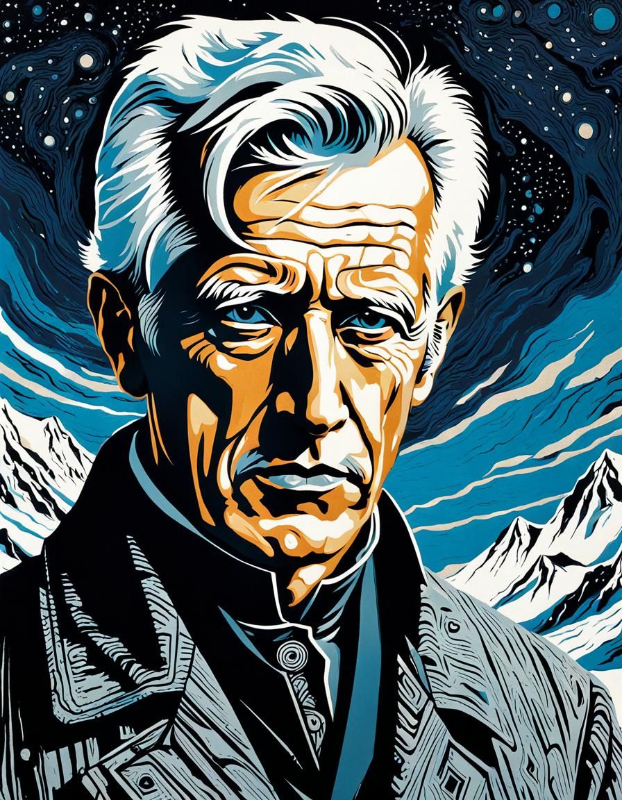 Melancholy Andrew Jackson Portrait in Pollock Style