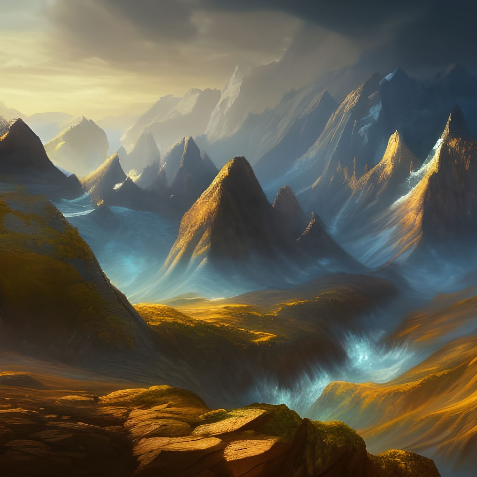 Fantastical Mountain Landscape in Detailed Matte Painting