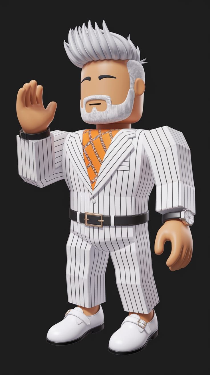 Slicked Back Pompadour Roblox Avatar in 3D Portrait