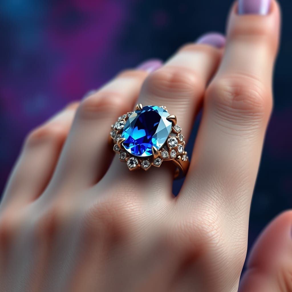 Sapphire Engagement Ring in Fantastical Fantasy Art Style