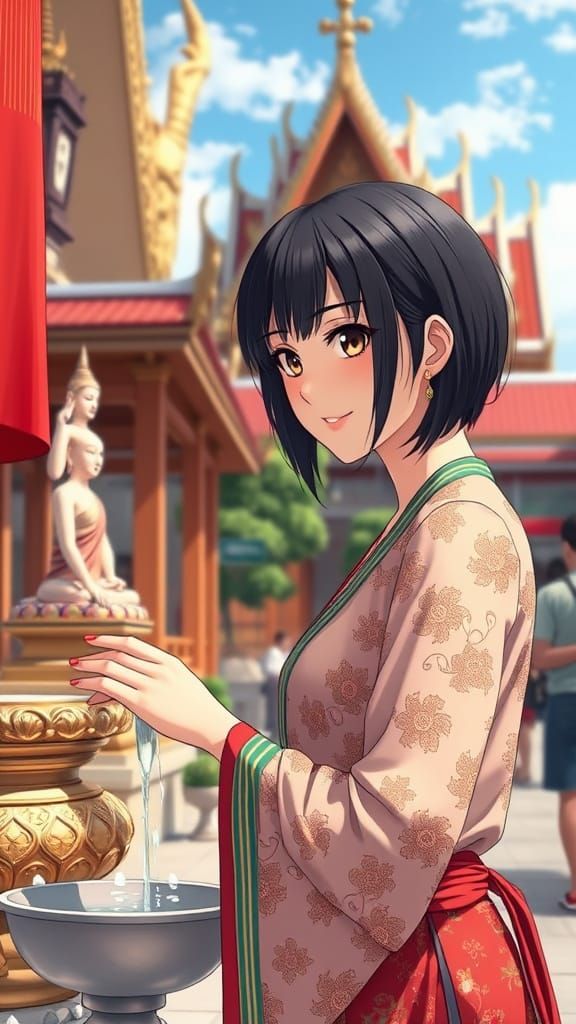 Buddhist Temple Ceremony in Vibrant Thai Culture