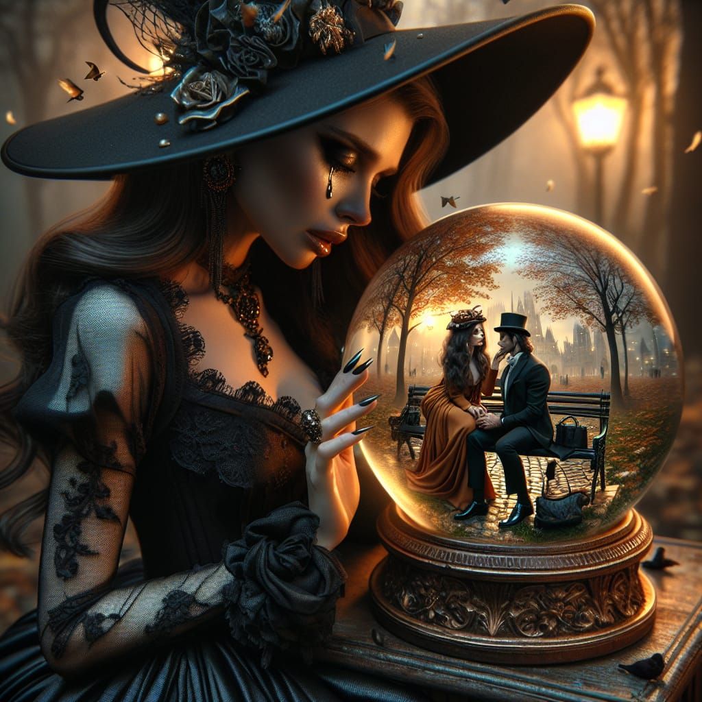 Surreal Victorian Witch Seeks Peace Amidst Dark Den