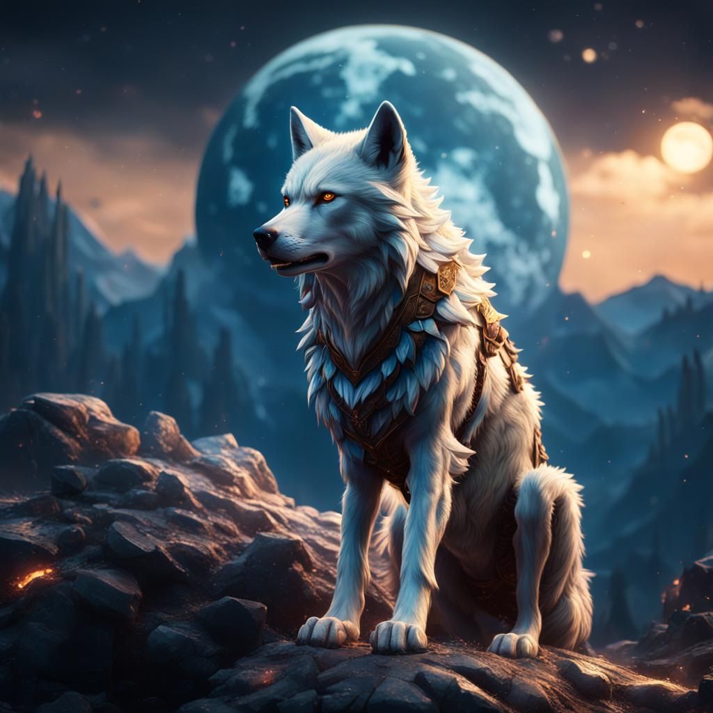 Crystal Wolf: A Detailed Matte Painting