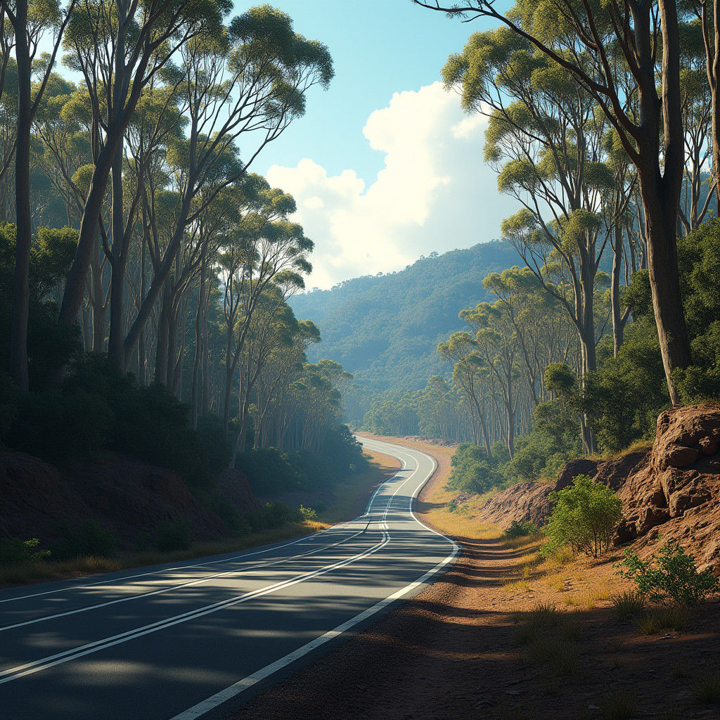 Bathurst Track Uphill Climb: Atmospheric Digital Painting