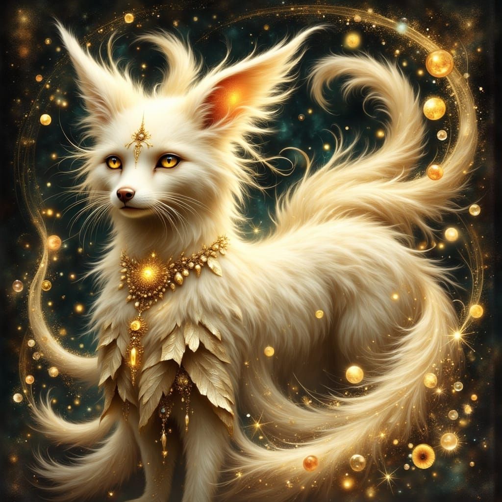 Majestic Nine-Tailed Kitsune Spirit in Traditional Japanese ...