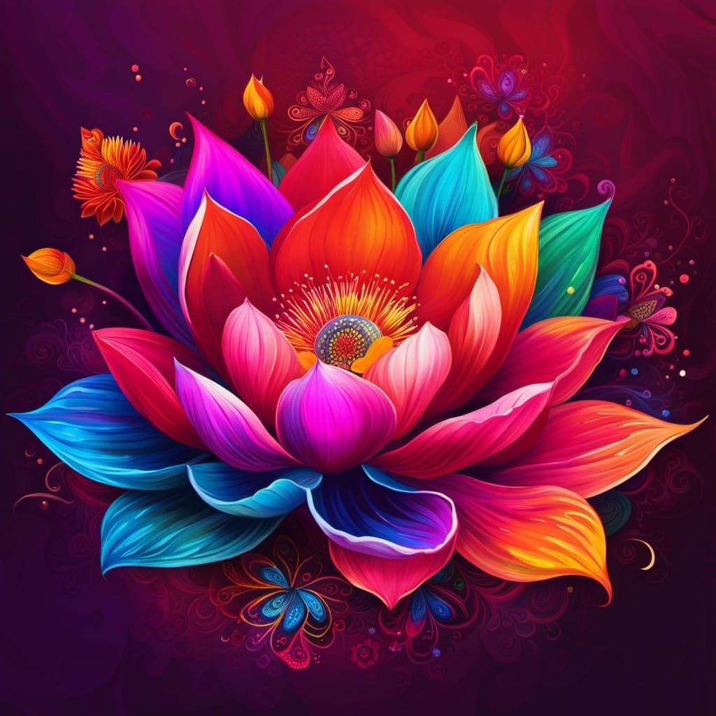 Lotus Flowers in Holi Celebration Digital Art