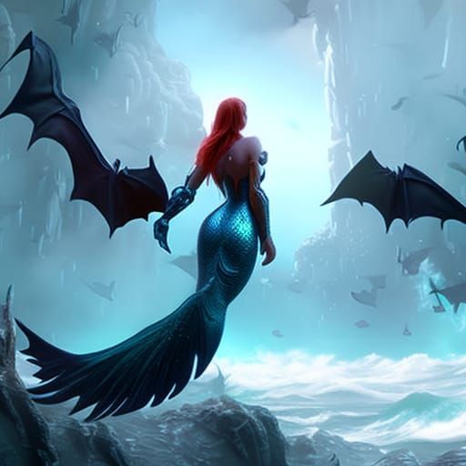 Mermaid Bat Hybrid in High Fantasy Setting