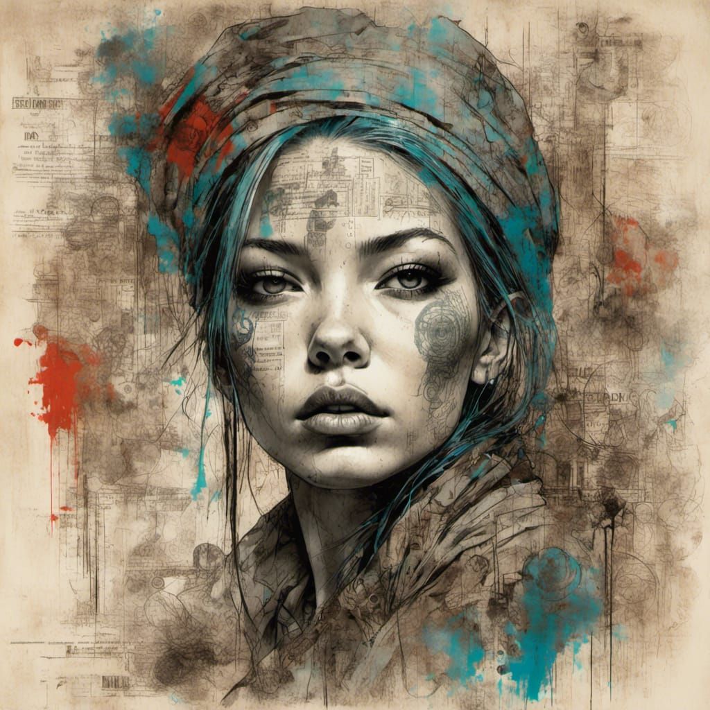 Opalescent Woman in Futuristic Tesselated Seraglio