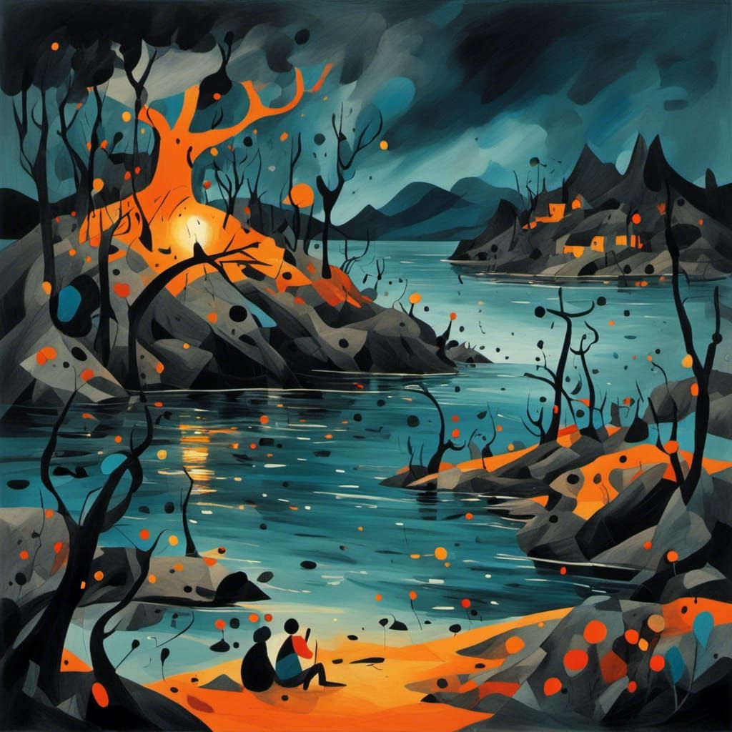 Mysterious Dark Fantasy Island in Somber Colors