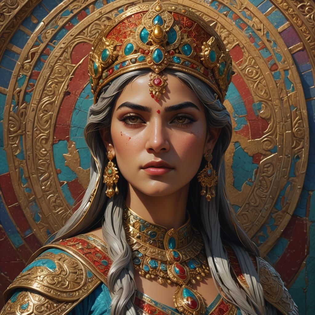 Queen Boran: Hyperrealistic Sasanian Portrait