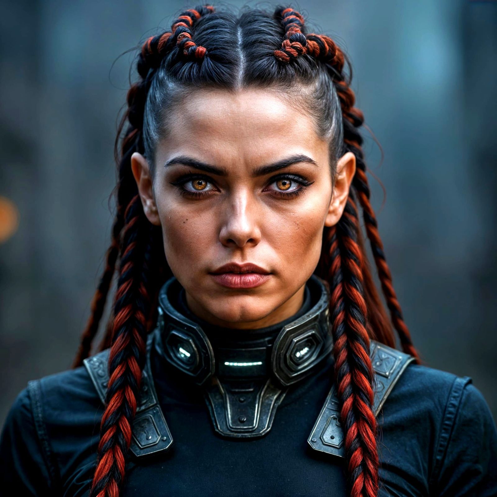 Cyberpunk Warrior with Glowing Sci-Fi Collar