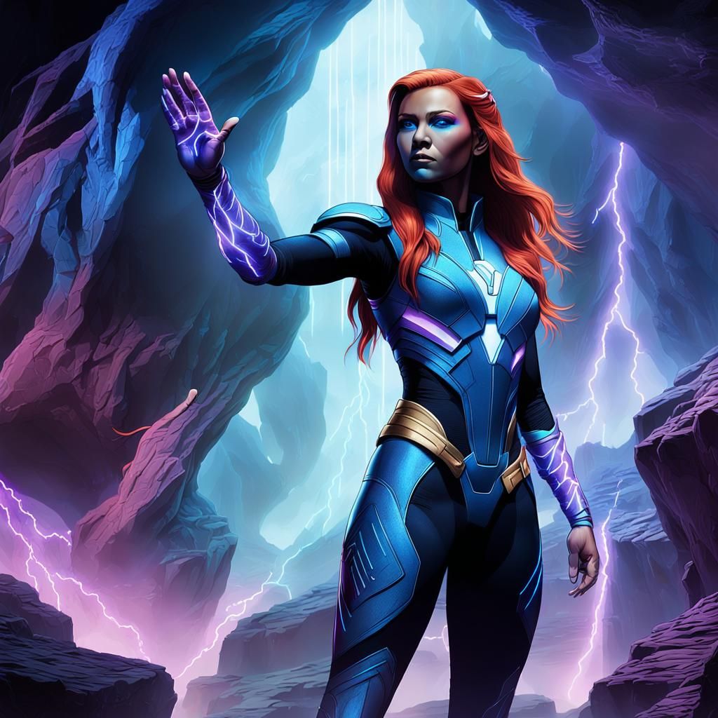 Futuristic Digital Art: T'Pau in Neon Cave