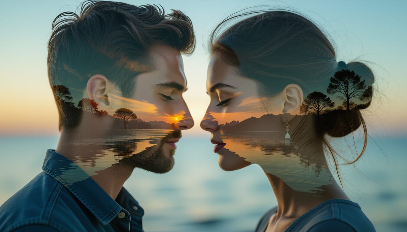 Peace and Love: Double Exposure in Surreal Style