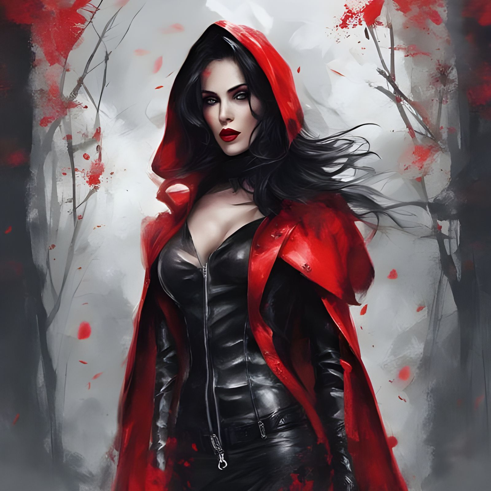 Gothic Beauty in Red Boots, Royo Style