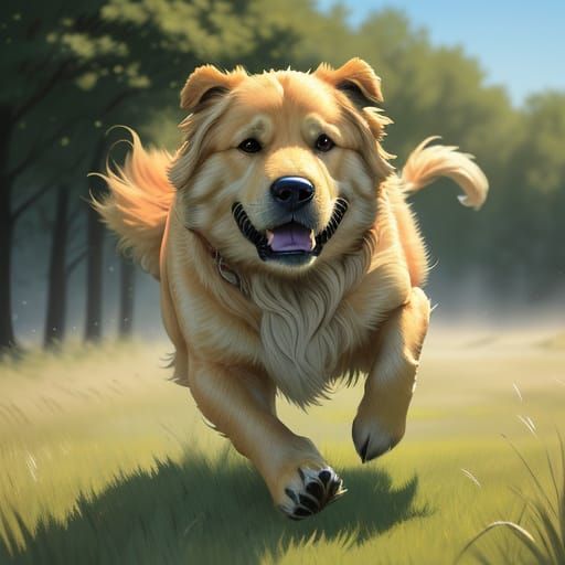 Golden Retriever in Lush Meadow