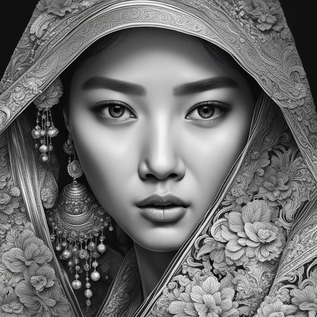 Detailed Portrait of a Beautiful Asian Woman