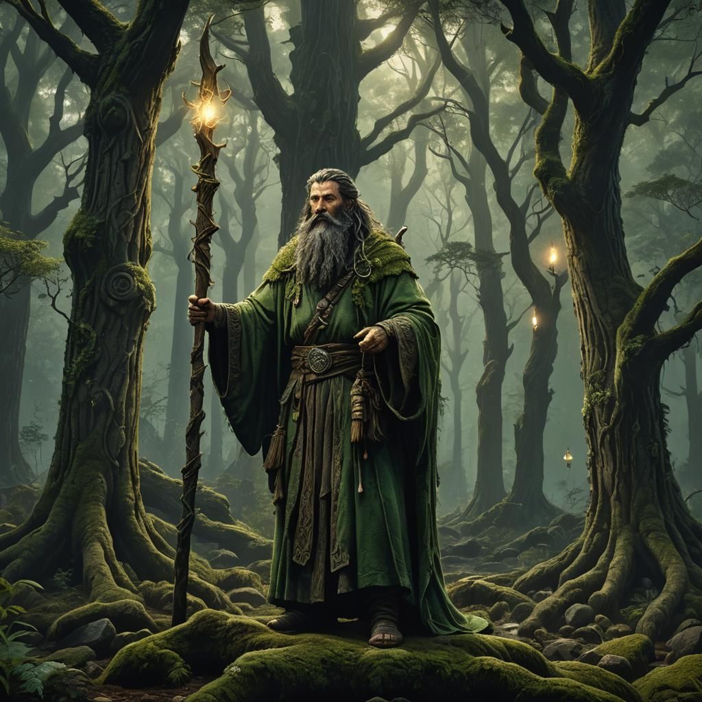 Druid in Enchanted Forest Concept Art