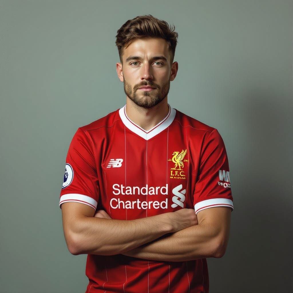 Photorealistic Man in Liverpool Shirt