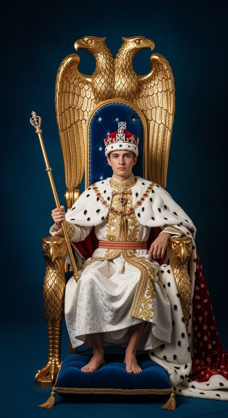 French Emperor on Golden Eagle Throne, Neoclassical Portrait