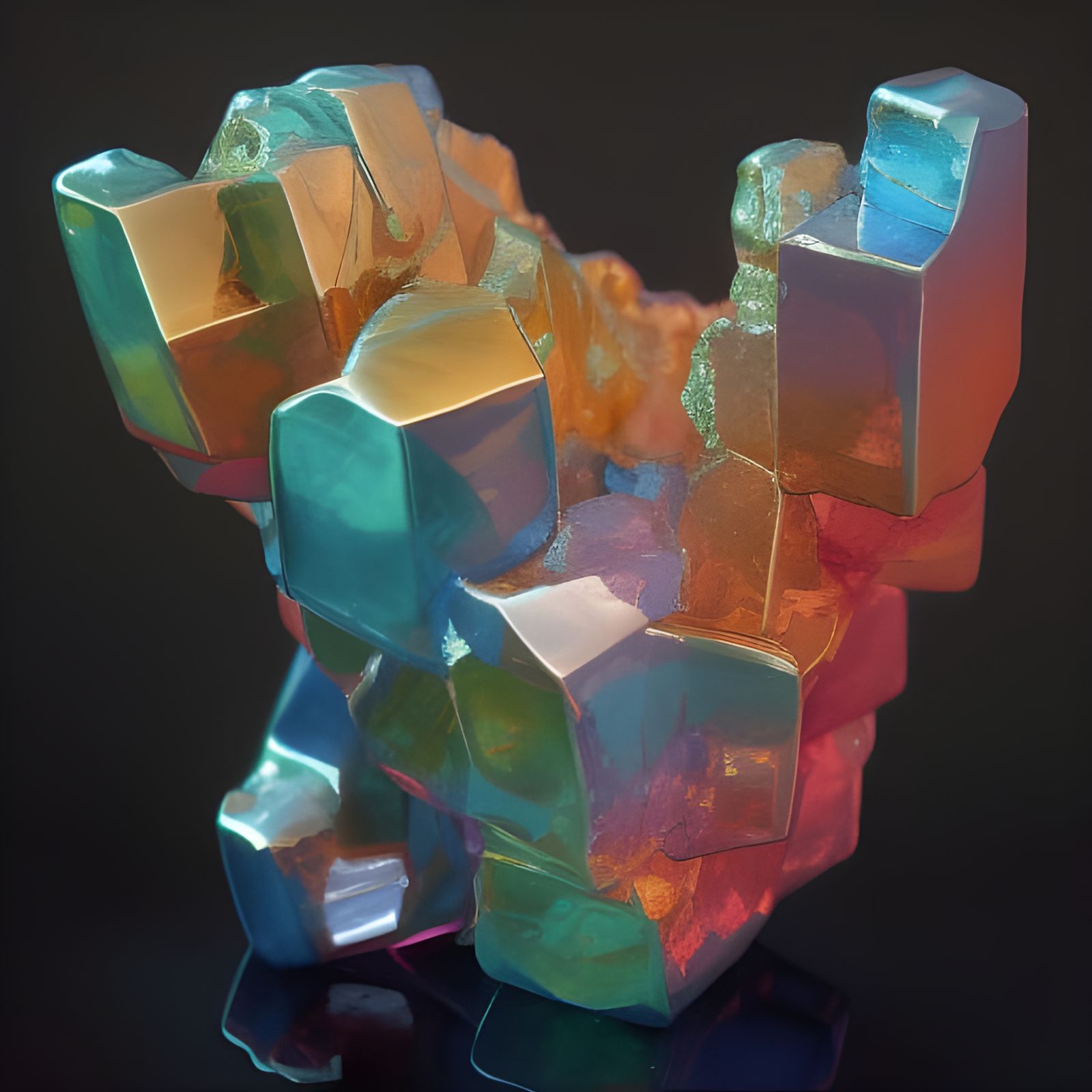 Iridescent Bismuth Crystal Abstract Close-up