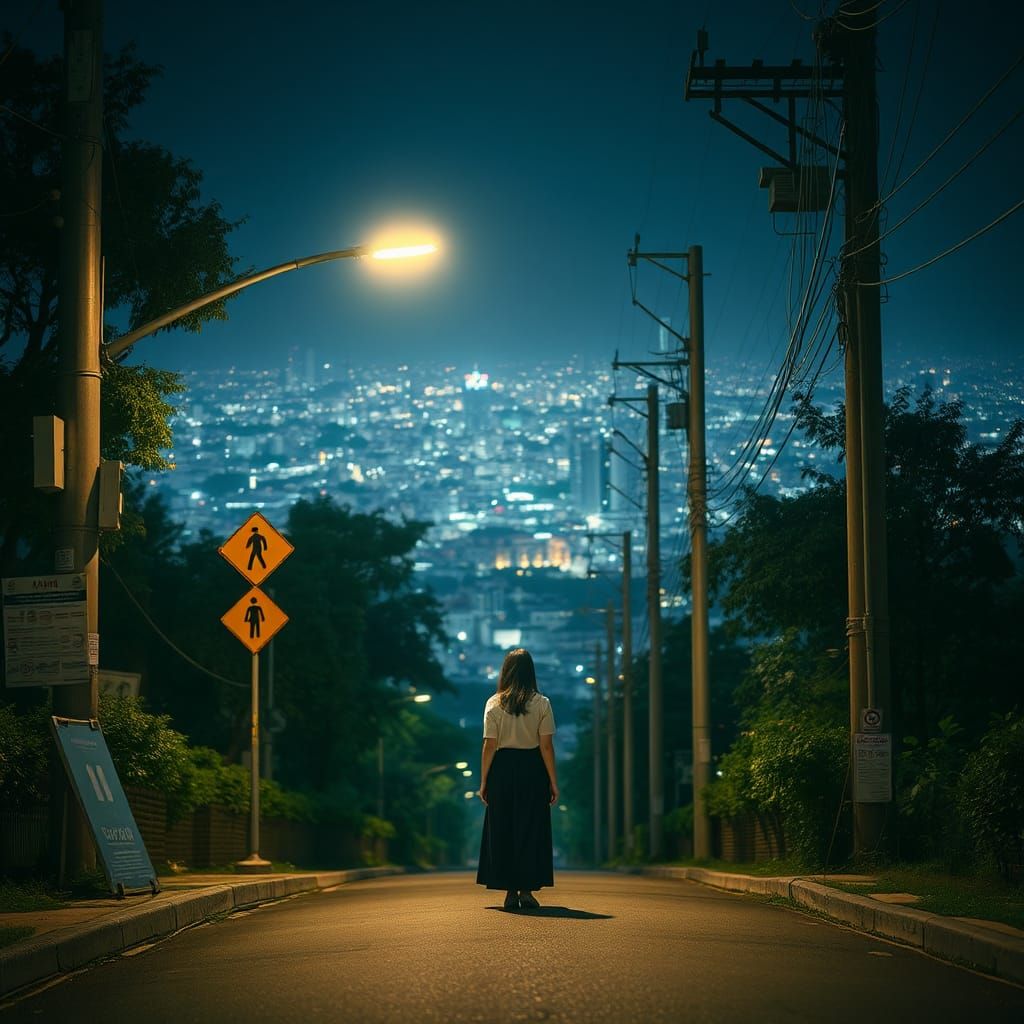 Nighttime Urban Scene Juxtaposition