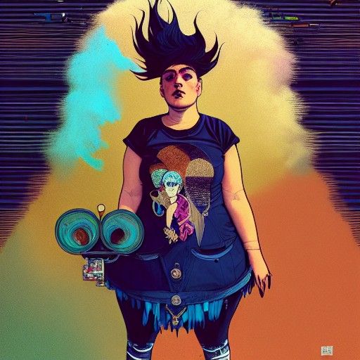 Punk Couture on Stage: Hyperdetailed Illustration