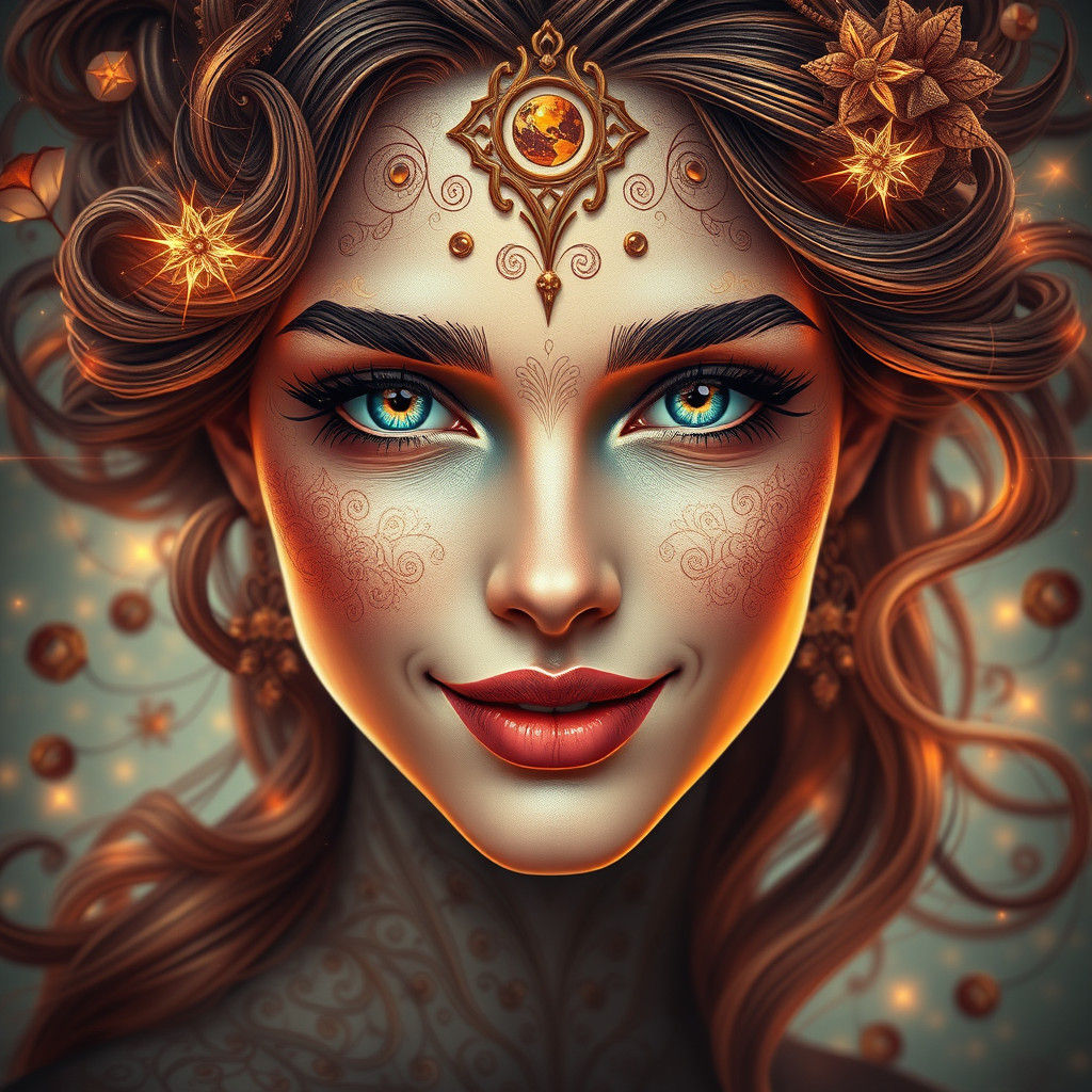 Fantastical Woman Portrait in Art Nouveau Style