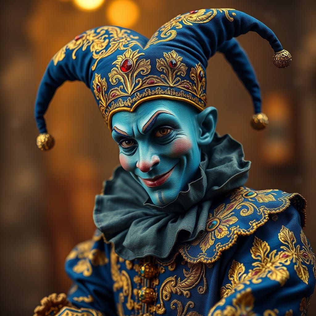 Medieval Jester in Opulent Renaissance Style