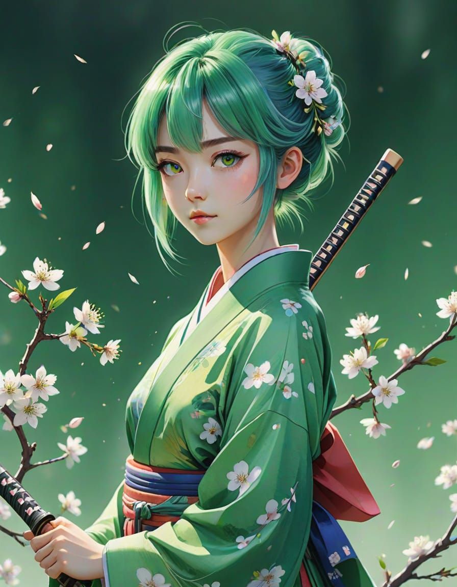 Vibrant Anime Portrait in Watercolor Style