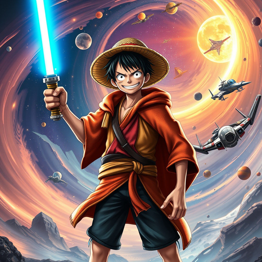Luffy as Jedi Knight in Sci-Fi Concept Art