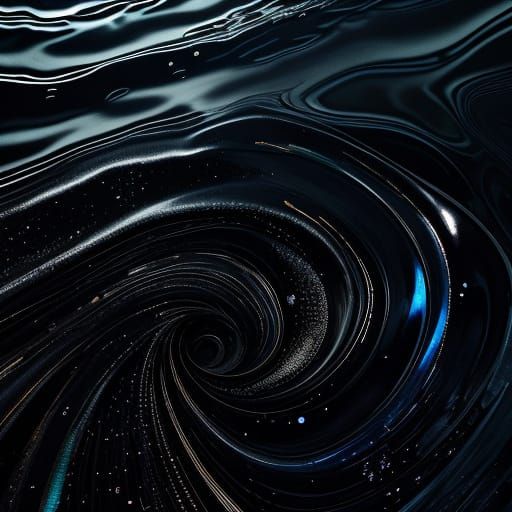 Surreal Ocean Waves in Midnight Noir