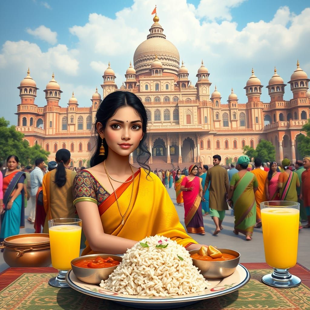 Stunning Indian Palace Scene with Cultural Elements and Anim...