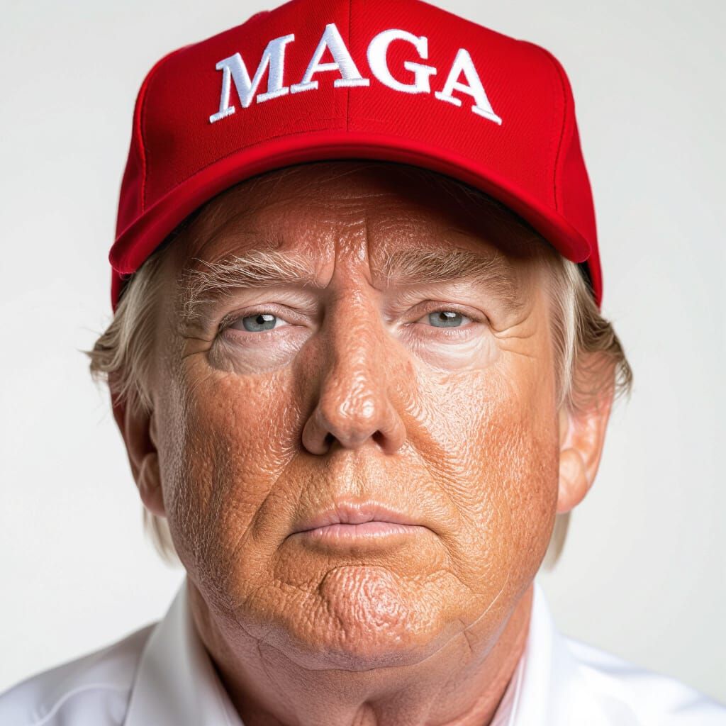 Cinematic Headshot of Donald Trump in MAGA Cap