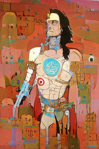 John Carter of Mars in Folk Art Style