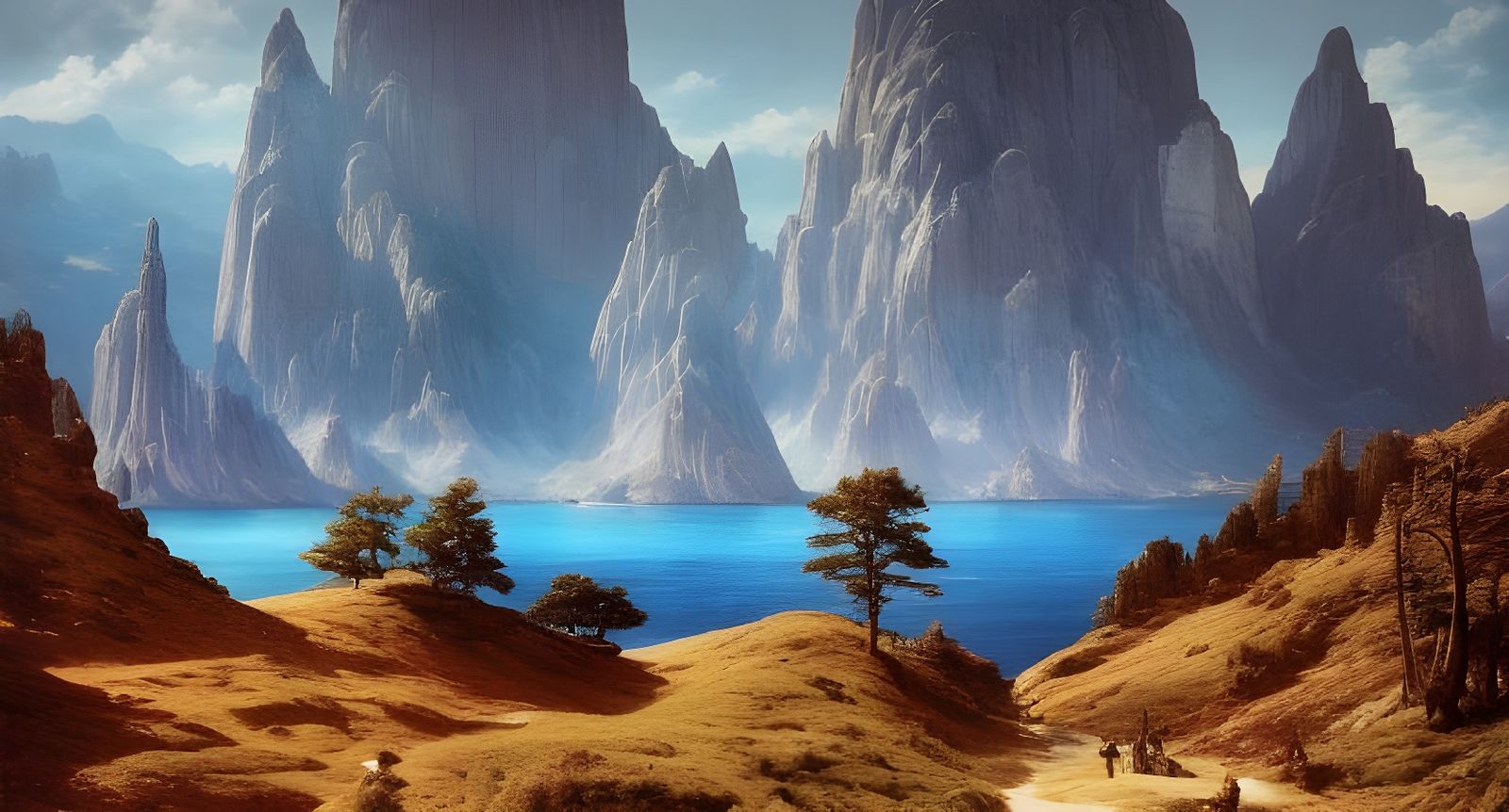 Mountainous Landscape in Romanticism and Orientalism Style