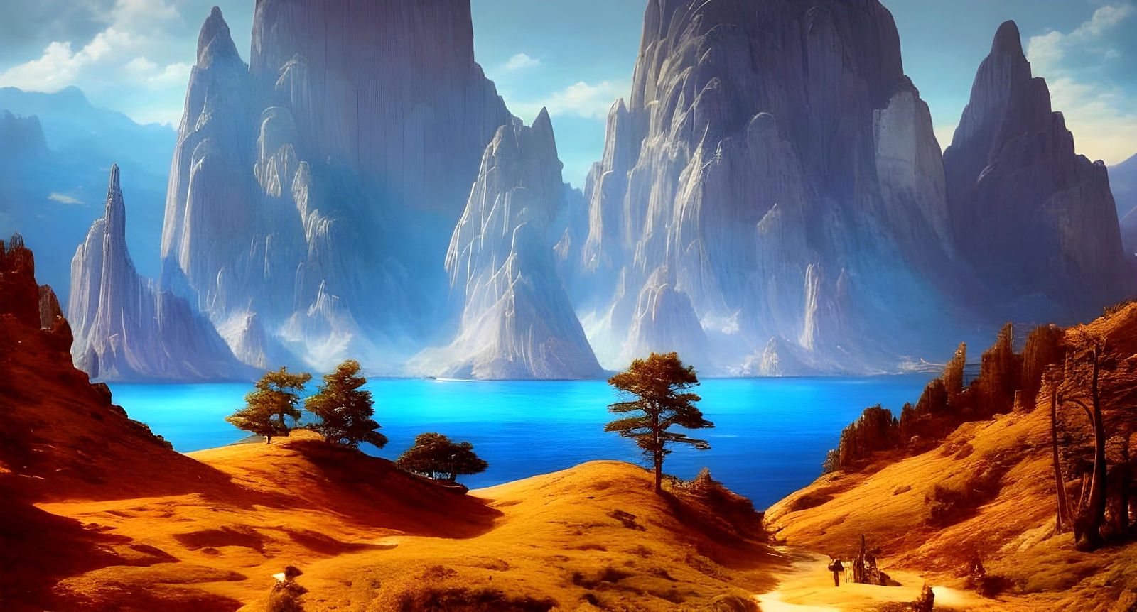 Mountainous Landscape in Romanticism and Orientalism Style