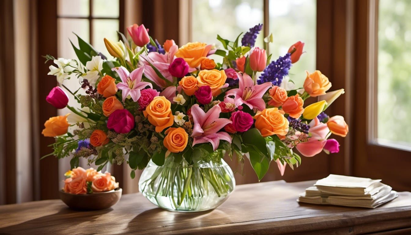Vibrant Bouquet of Flowers in Sunlight Photo