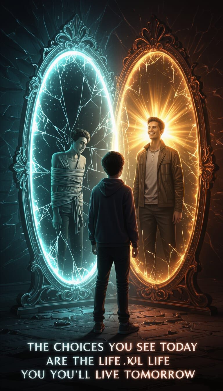 Teenager's Choices Reflected in a Mystical Mirror