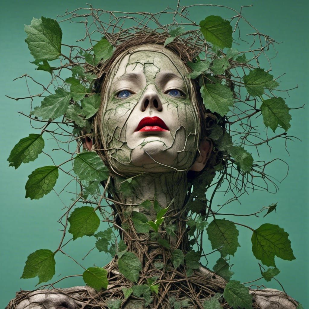 head leaves and red lips
<lora:Strong Expression:1.0> <lora:Fake History:1.0>