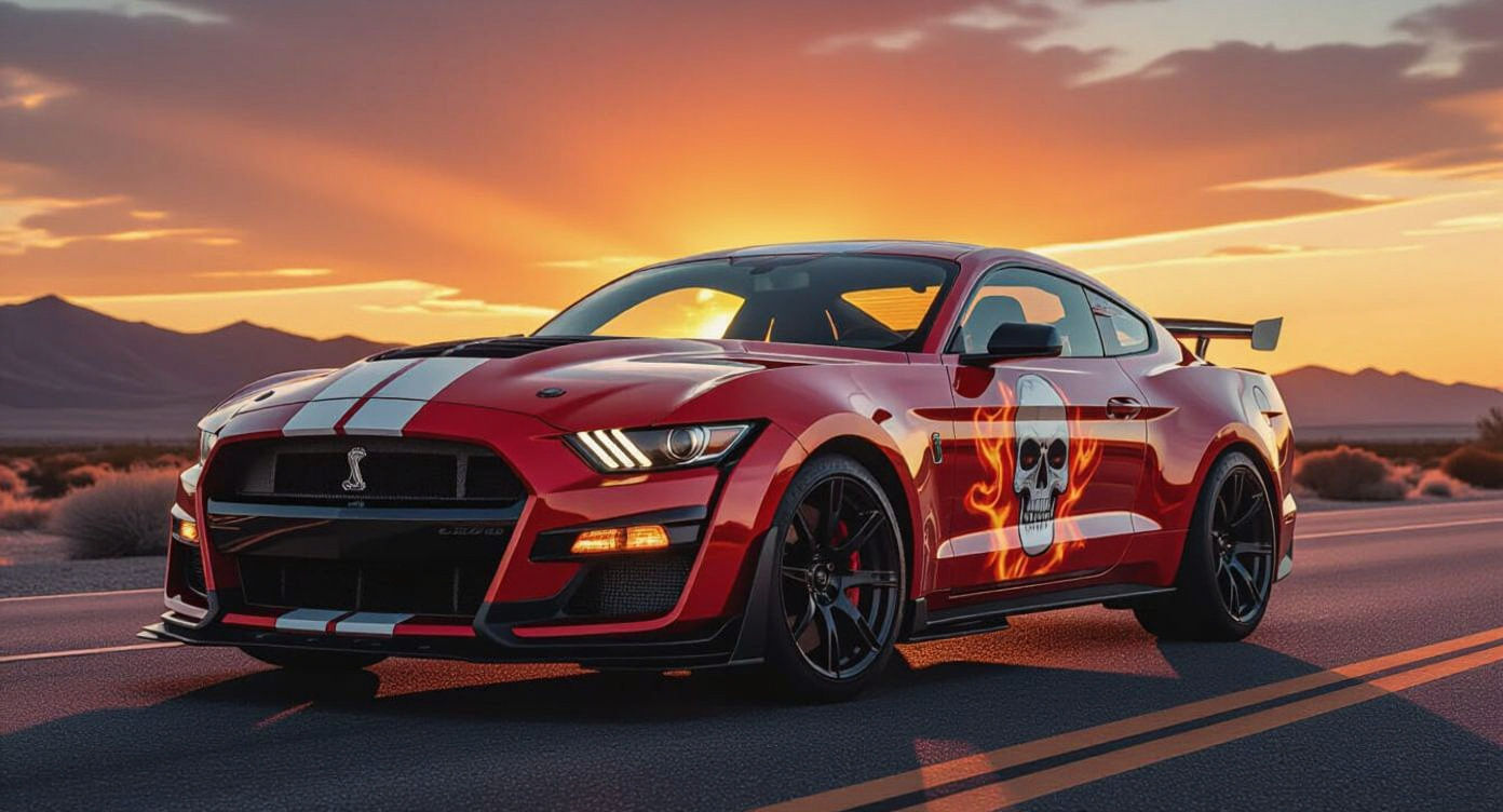 Modern Mustang Shelby GT500 at Sunset