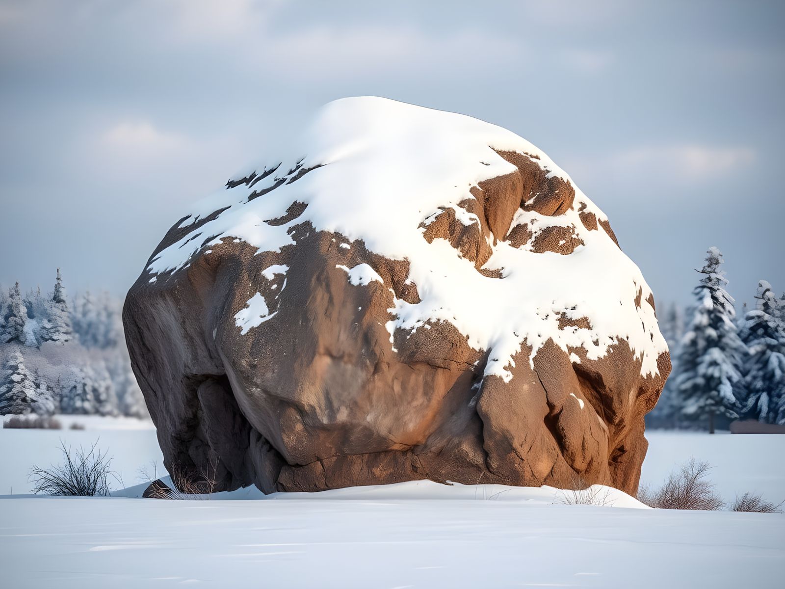 Winter Boulder in Focused Detail