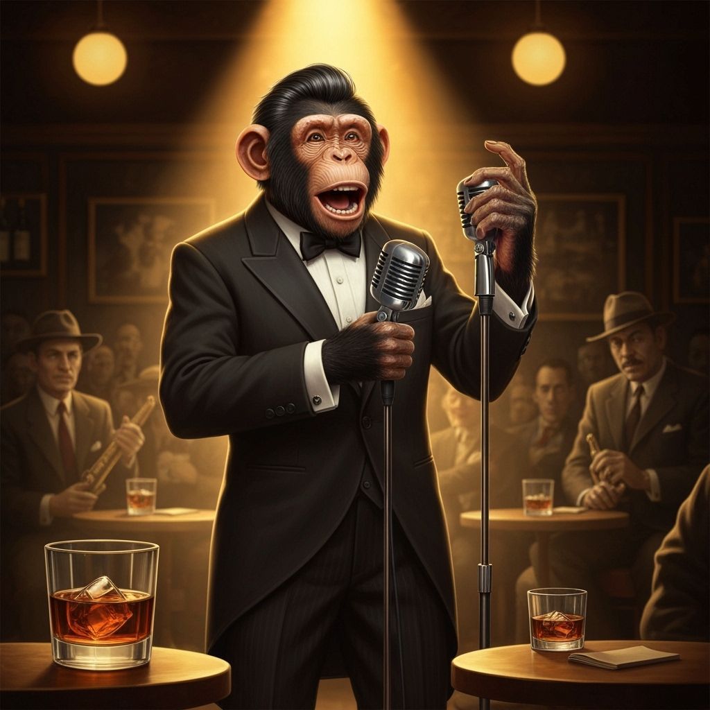Chimpanzee Jazz Singer in Film Noir Style