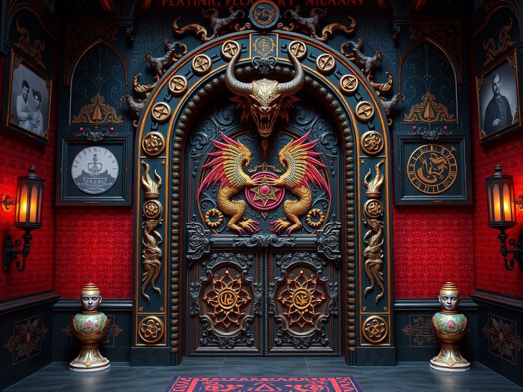 Ornate Demon Door in Gothic Style