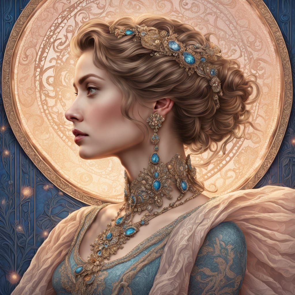 Renaissance Portrait: Woman with Pink Braided Hair