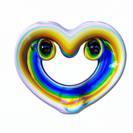 Rainbow Heart Eyes Emoji in Art Nouveau Style