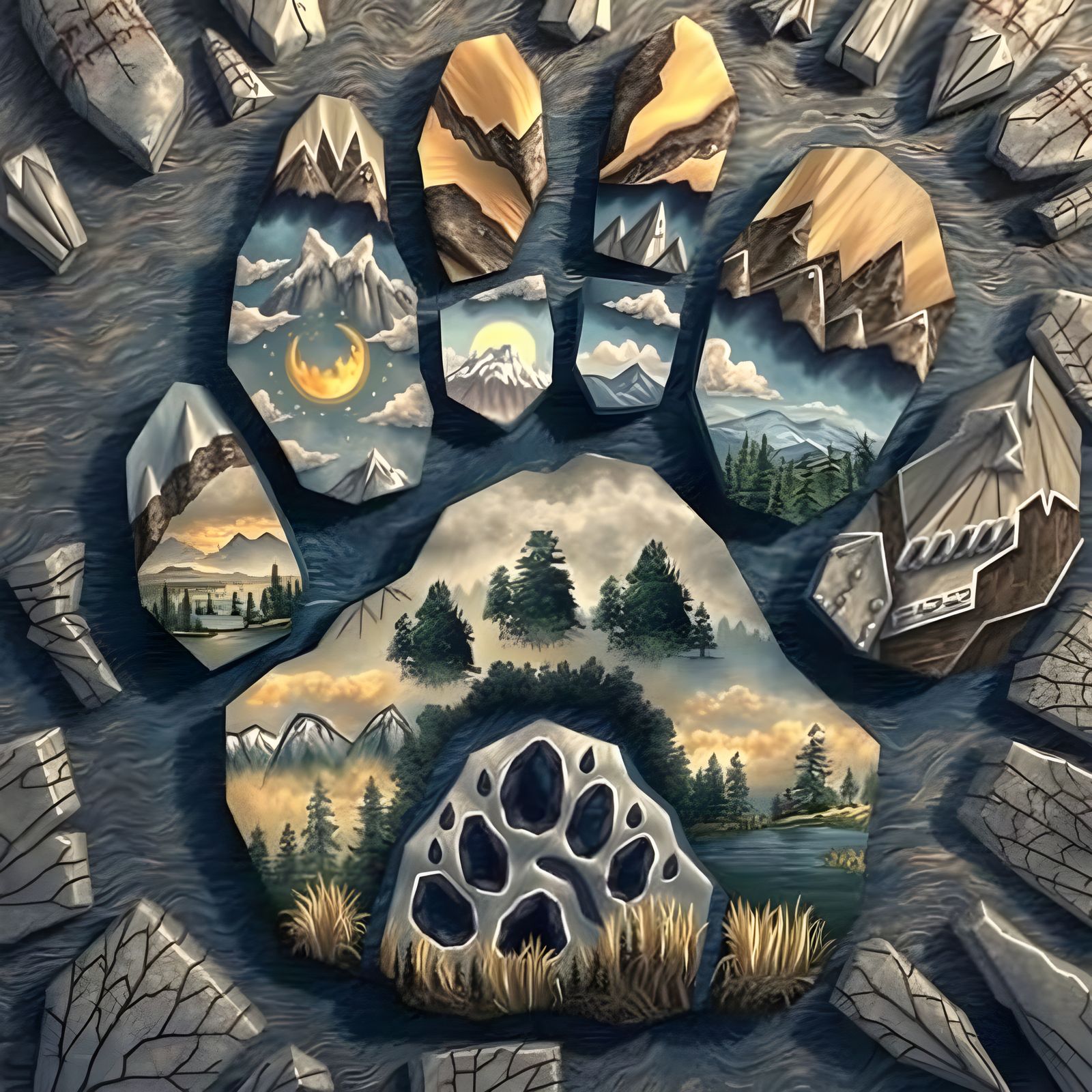 Majestic Mountains at Dawn with Fiery Skies