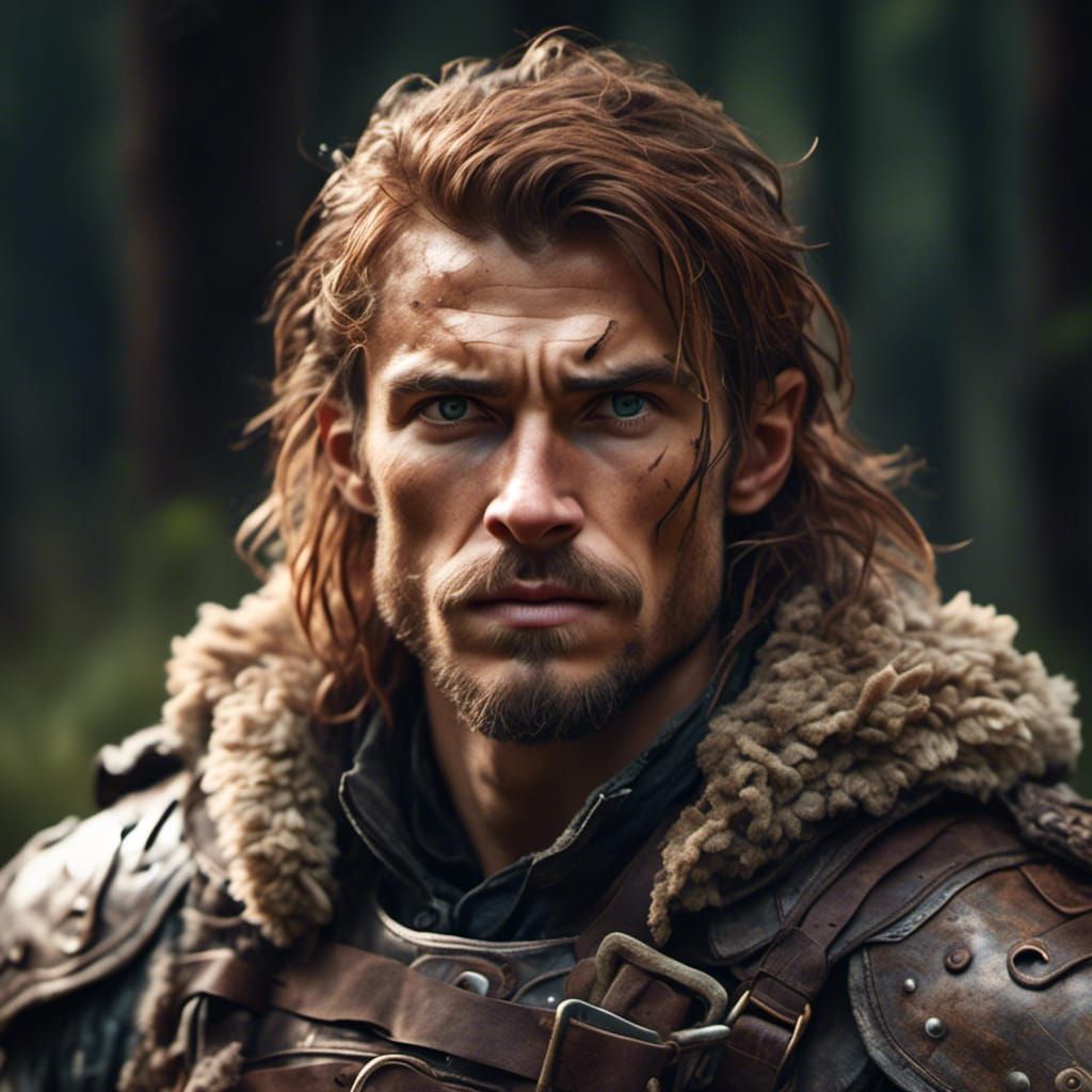 Hyperrealistic Human Fighter in Forest