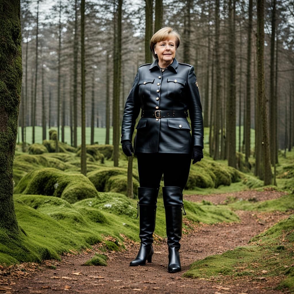 Person in Leather Uniform and Boots