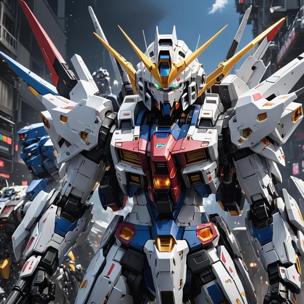 Detailed 3D Anime Gundam Concept Art