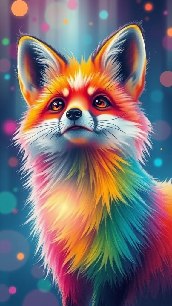 Rainbow Fox in Dreamy Pop Art Style